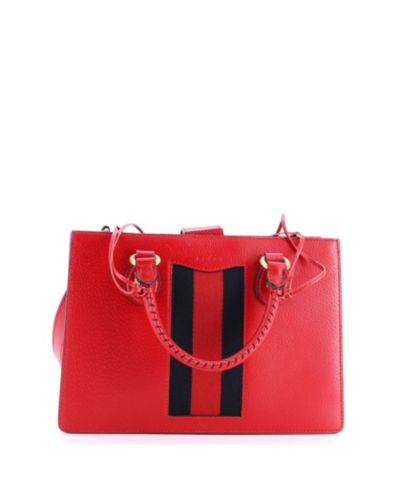 Средняя кожаная сумка-тоут Gucci Medium Animalier Web Top Handle Leather
