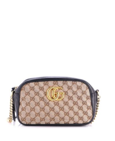 Pre-Owned Gucci сумка через плечо Small GG Marmont, диагональная стежка GG Canvas с кожаной отделкой