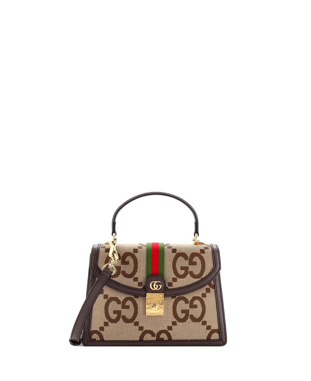 Б/у сумка Gucci Small Ophidia с клапаном и ручкой из ткани GG Jumbo