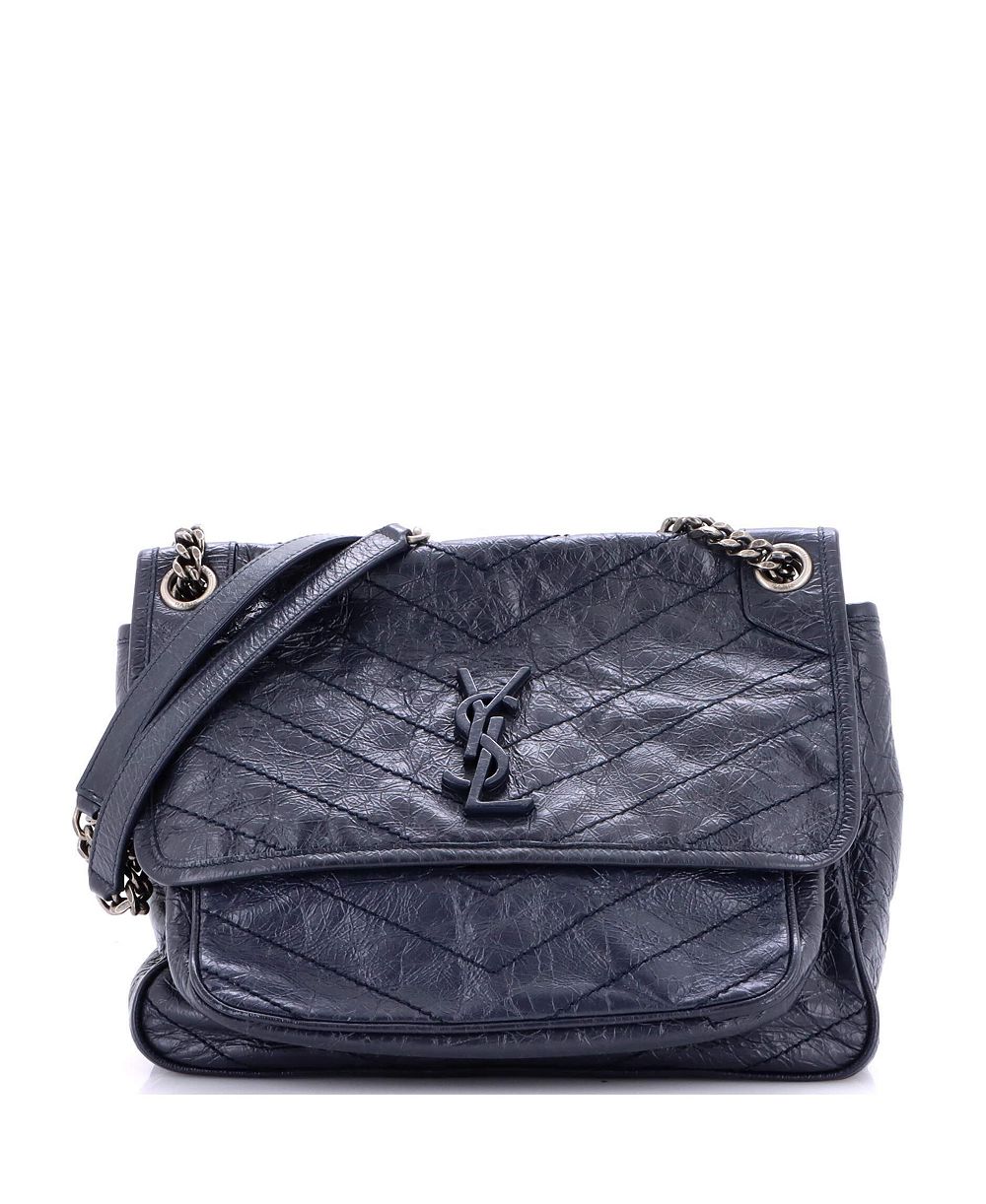Pre-Owned Saint Laurent Medium Niki Chain Flap Bag Matelasse Chevron Leather