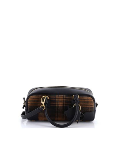 Pre-Owned Loewe 23 Amazona Cropped Bag Tartan Suede and Leather