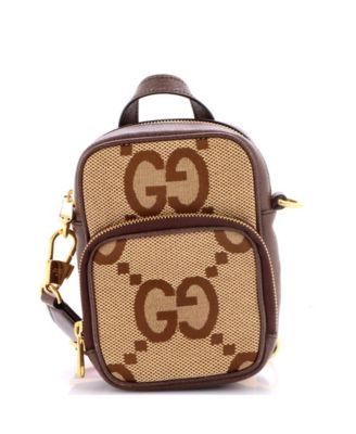 Б/у мини-сумка через плечо Gucci Web с передним карманом, Jumbo GG Canvas