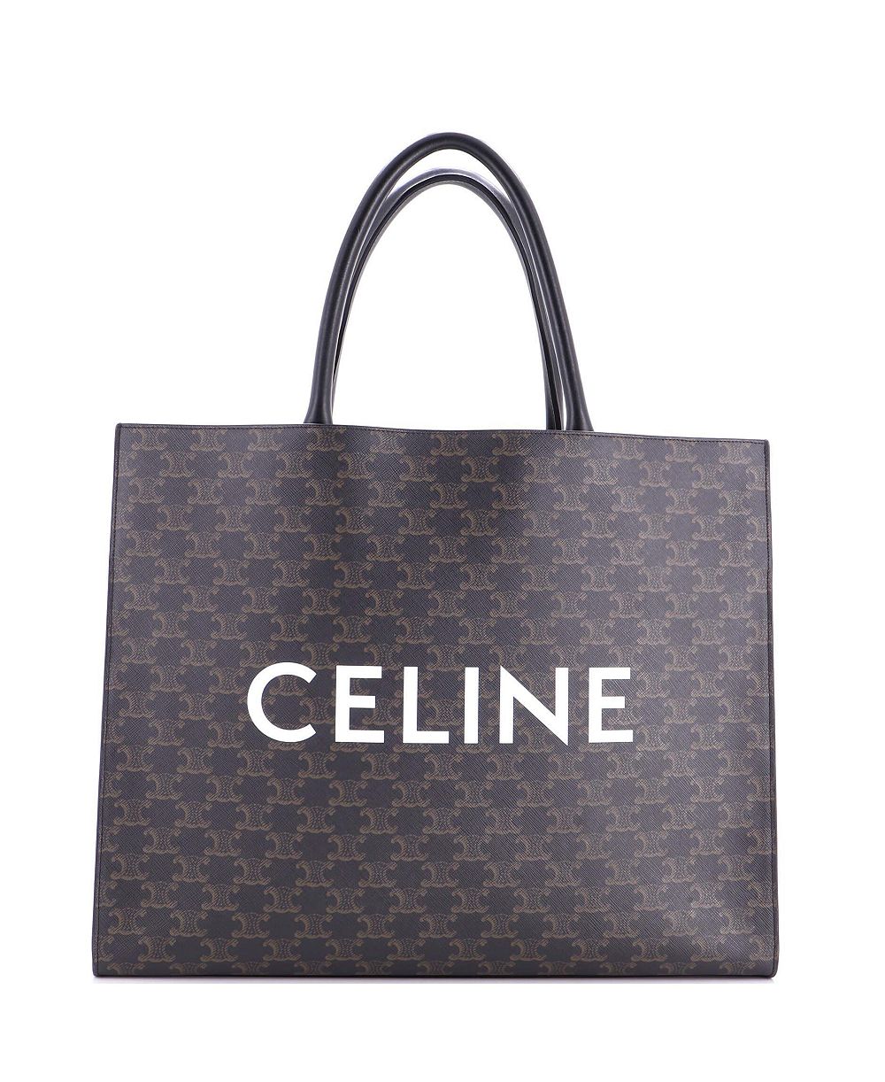 Б/у сумка-тоут Celine Horizontal Logo Cabas Triomphe, пропитанный канвас