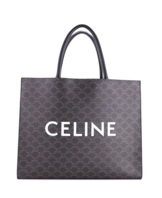 Б/у сумка-тоут Celine Horizontal Logo Cabas Triomphe, пропитанный канвас