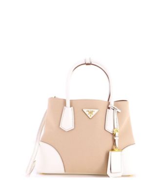 Pre-Owned Prada Medium Cuir Double Tote Canvas and Saffiano Leather