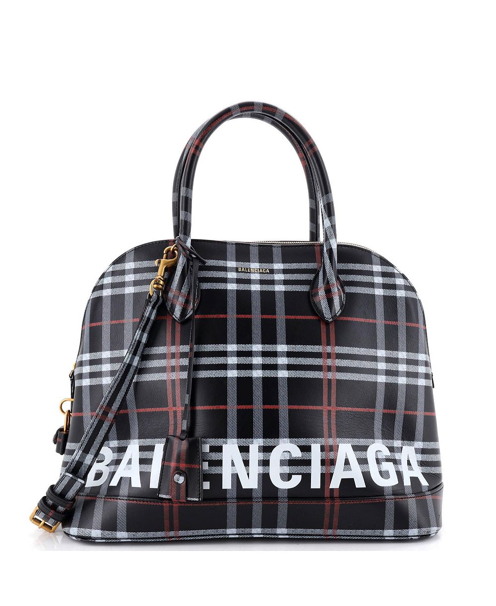 Pre-Owned Balenciaga Medium Logo Ville Bag Printed Leather