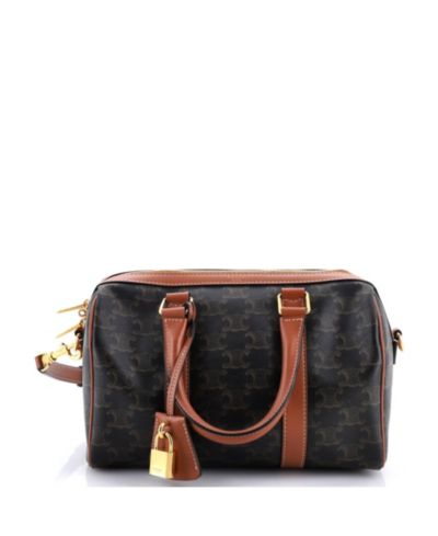 Pre-Owned Celine Medium Boston Bag Triomphe Coated Canvas