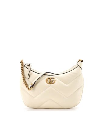 Pre-Owned Gucci Small GG Marmont Chain Moon Hobo Matelasse Leather