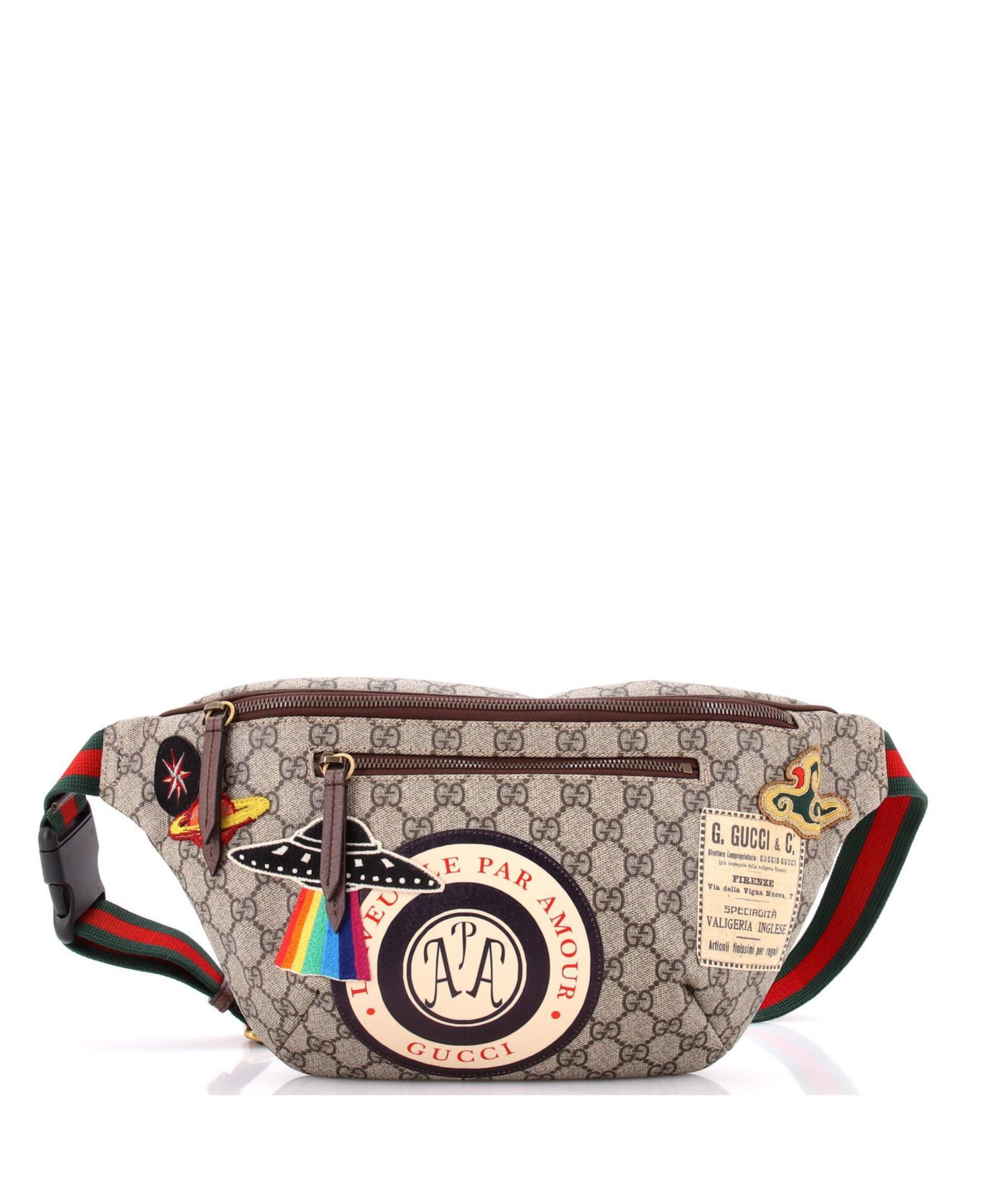 Pre-Owned Gucci Courrier Zip Belt Bag GG Coated Canvas with Applique