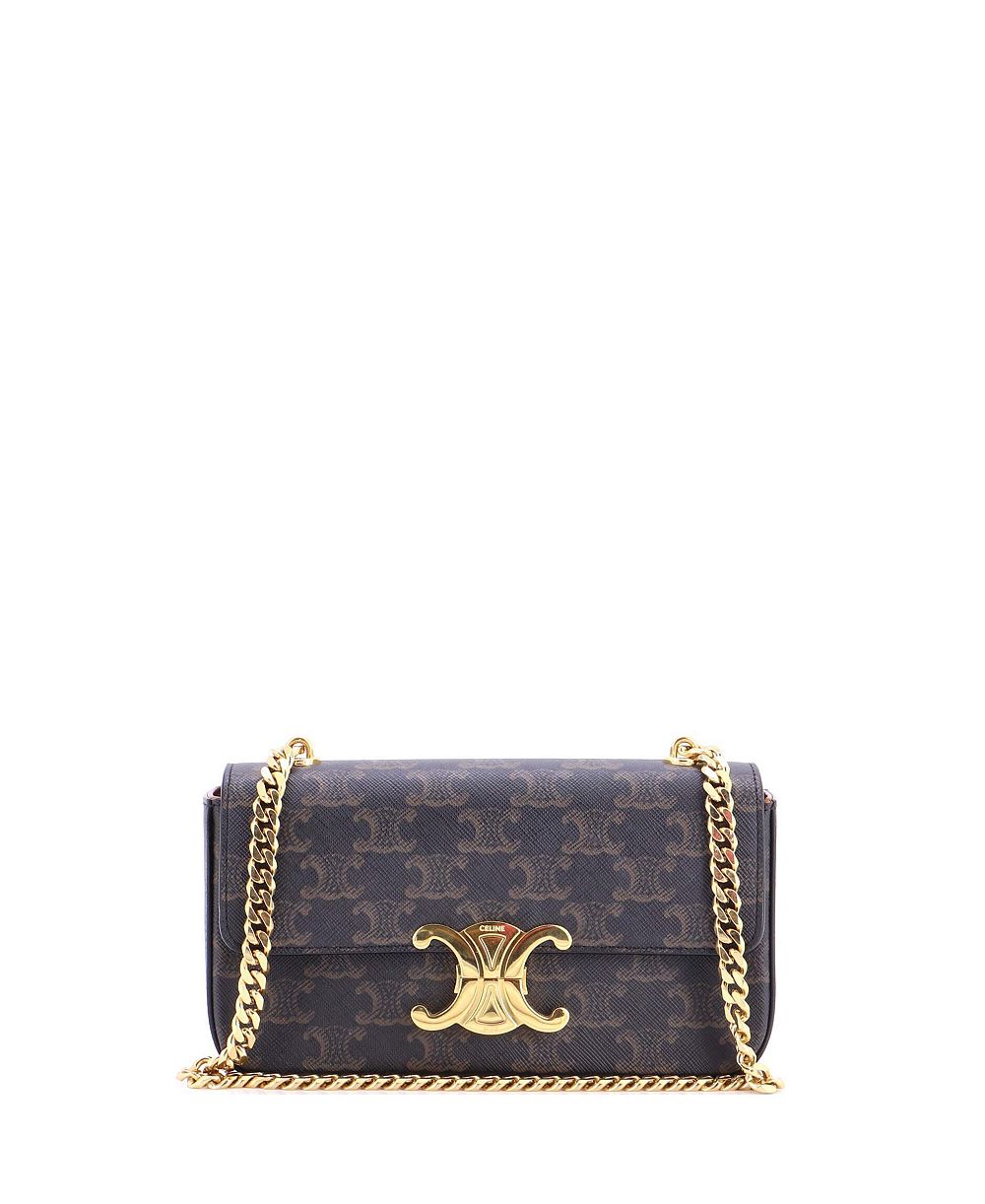 Pre-Owned Celine Small Triomphe Chain Shoulder Bag Triomphe Coated Canvas