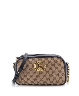 Pre-Owned Gucci Small GG Marmont Shoulder Bag Diagonal Quilted GG Canvas with Leather