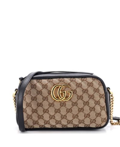 Б/у маленькая кожаная сумка Gucci Small GG Marmont Shoulder Bag Diagonal Quilted GG Canvas