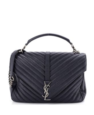 Pre-Owned Saint Laurent Большая классическая сумка-коледж с монограммой, стеганая кожа Chevron