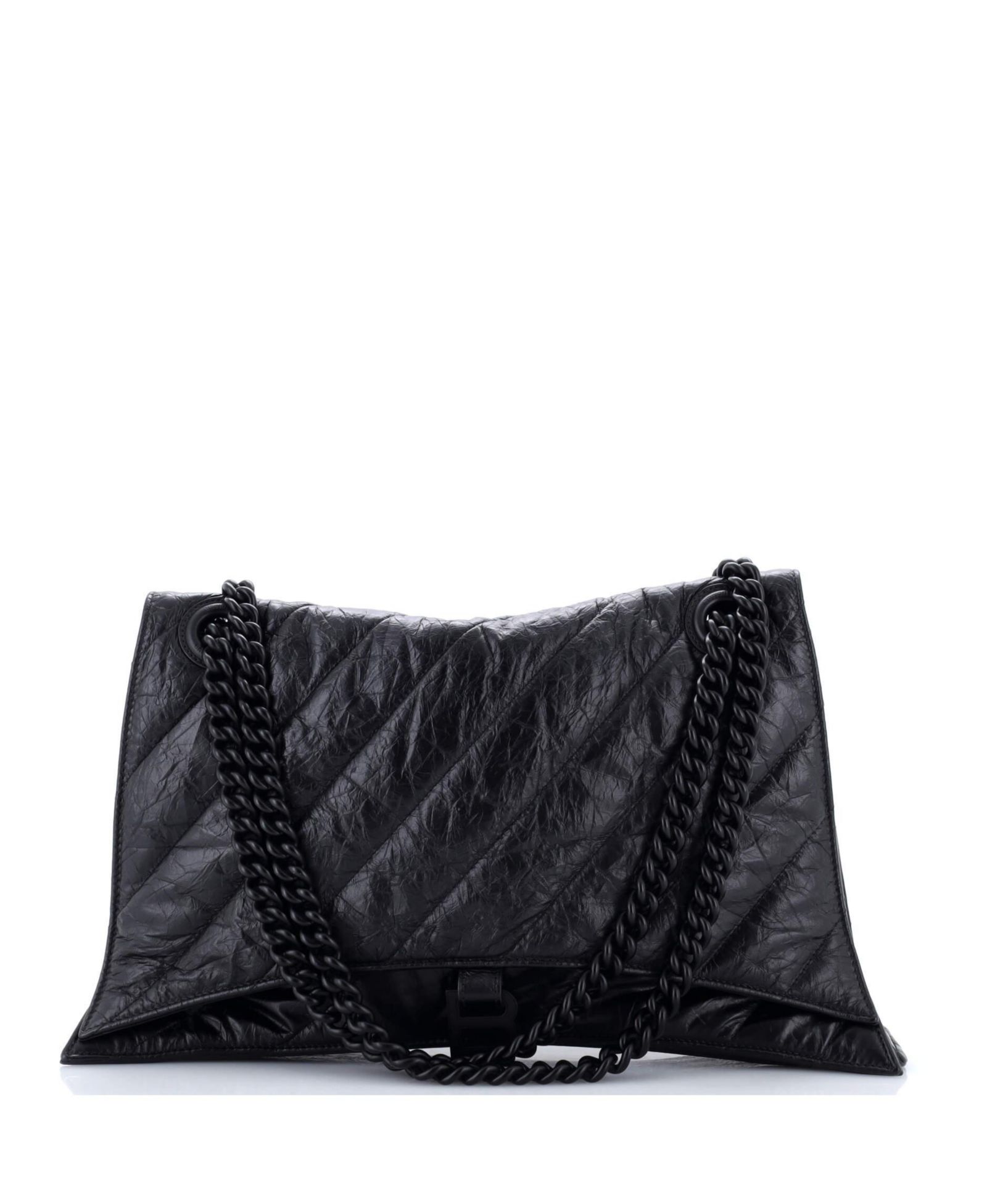 Pre-Owned Balenciaga Large Crush Chain Flap Bag Quilted Crushed Calfskin