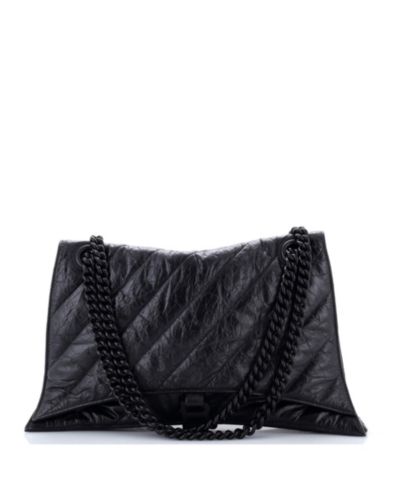 Pre-Owned Balenciaga Large Crush Chain Flap Bag Quilted Crushed Calfskin