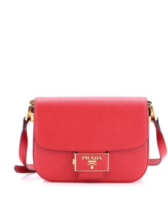 Б/у Prada маленькая сумка Embleme Flap из кожи Saffiano