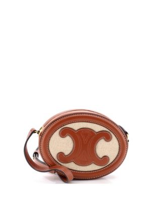 Pre-Owned Celine Triomphe Oval Crossbody Bag Canvas and Leather