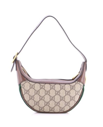 Pre-Owned Gucci Mini Ophidia Half Moon Bag GG Coated Canvas