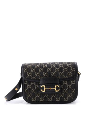 Pre-Owned Gucci Small Horsebit 1955 Shoulder Bag GG Denim
