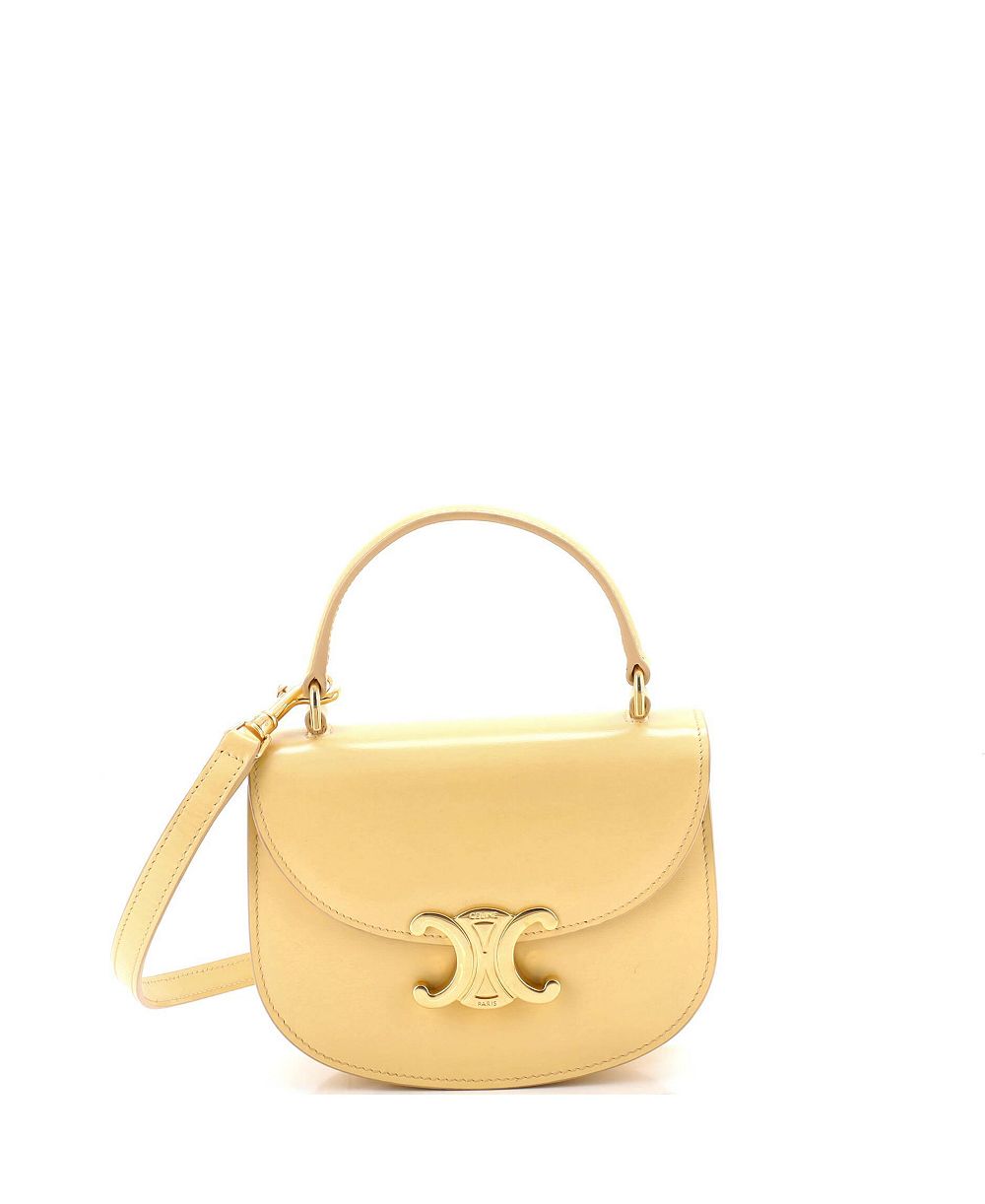 Pre-Owned Celine Mini Triomphe Besace Clea Top Handle Flap Bag Leather