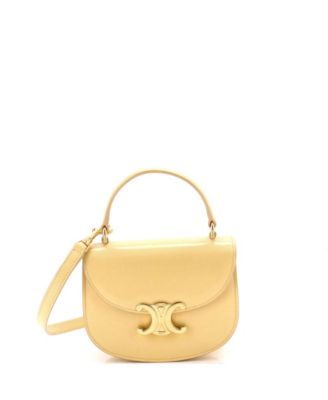 Pre-Owned Celine Mini Triomphe Besace Clea Top Handle Flap Bag Leather