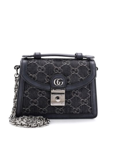 Pre-Owned Gucci Mini Ophidia Flap Top Handle Bag GG Canvas