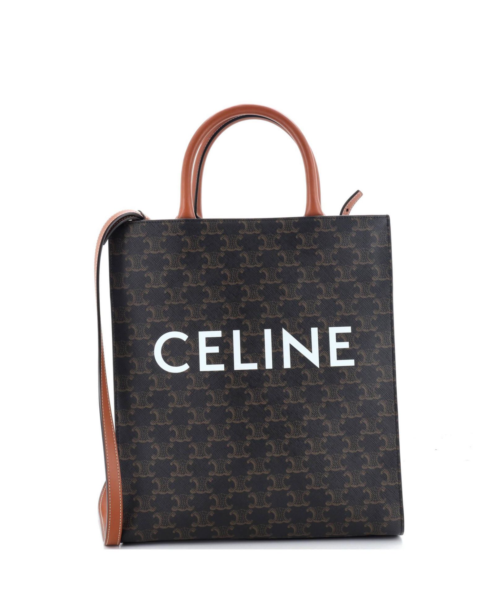 Pre-Owned Celine Small Vertical Cabas Tote Triomphe Coated Canvas