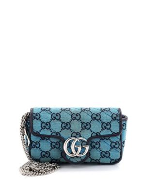 Б/у сумка Gucci Super Mini GG Marmont Flap диагональная стеганая GG Canvas