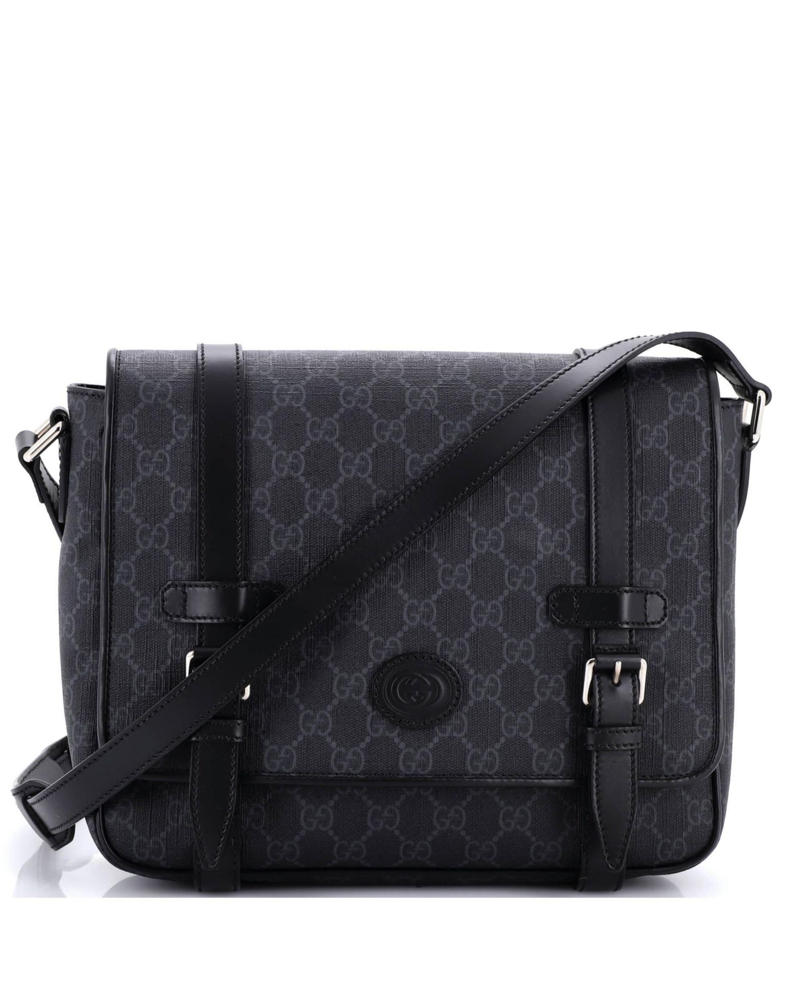 Сумка через плечо Pre-Owned Gucci Medium Interlocking G Patch из канваса с кожаной отделкой