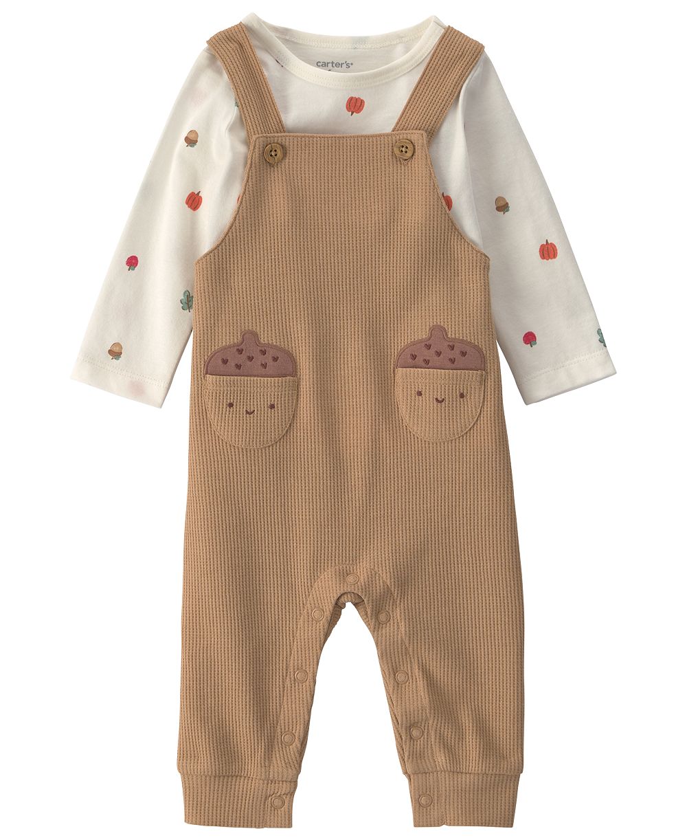 Carter's Boys' Thanksgiving Thermal Long-Sleeve Top and Overall,  2-Piece Set