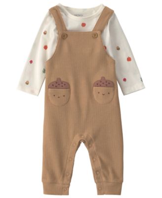Carter's Boys' Thanksgiving Thermal Long-Sleeve Top and Overall,  2-Piece Set