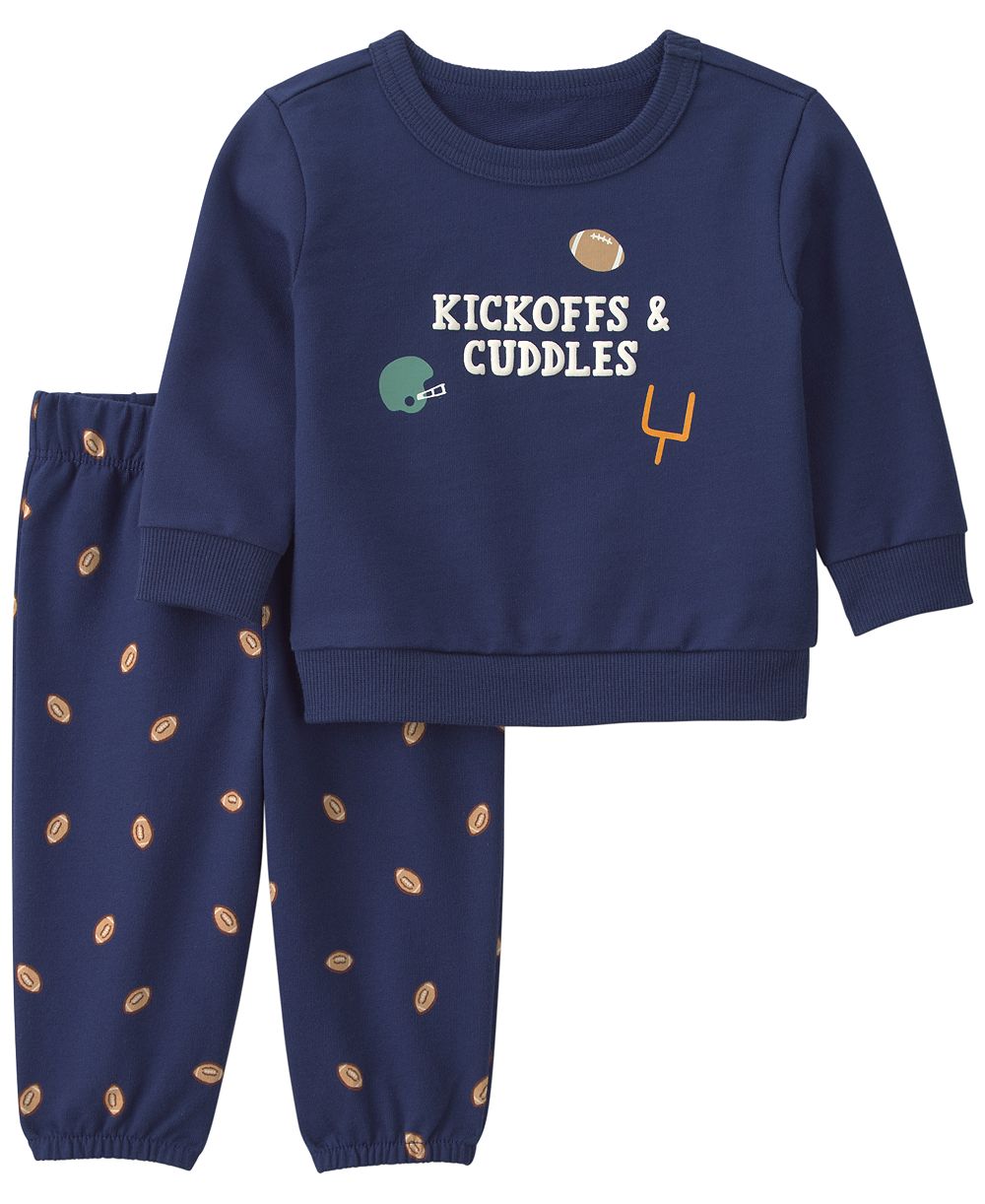 Carter's Baby Boys' Football Graphic French Terry Sweatshirt and Football Print Pants, 2-Piece Set