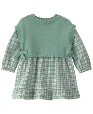 Carter's комплект для новорожденных: платье и жилет в клетку из фланели