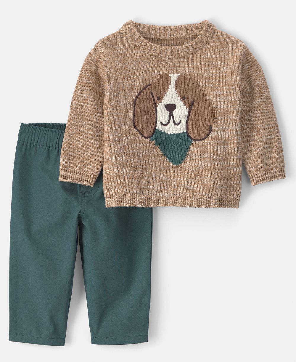 Детский комплект Carter's Baby Boys' Dog Graphic Long-Sleeve Sweater и брюки