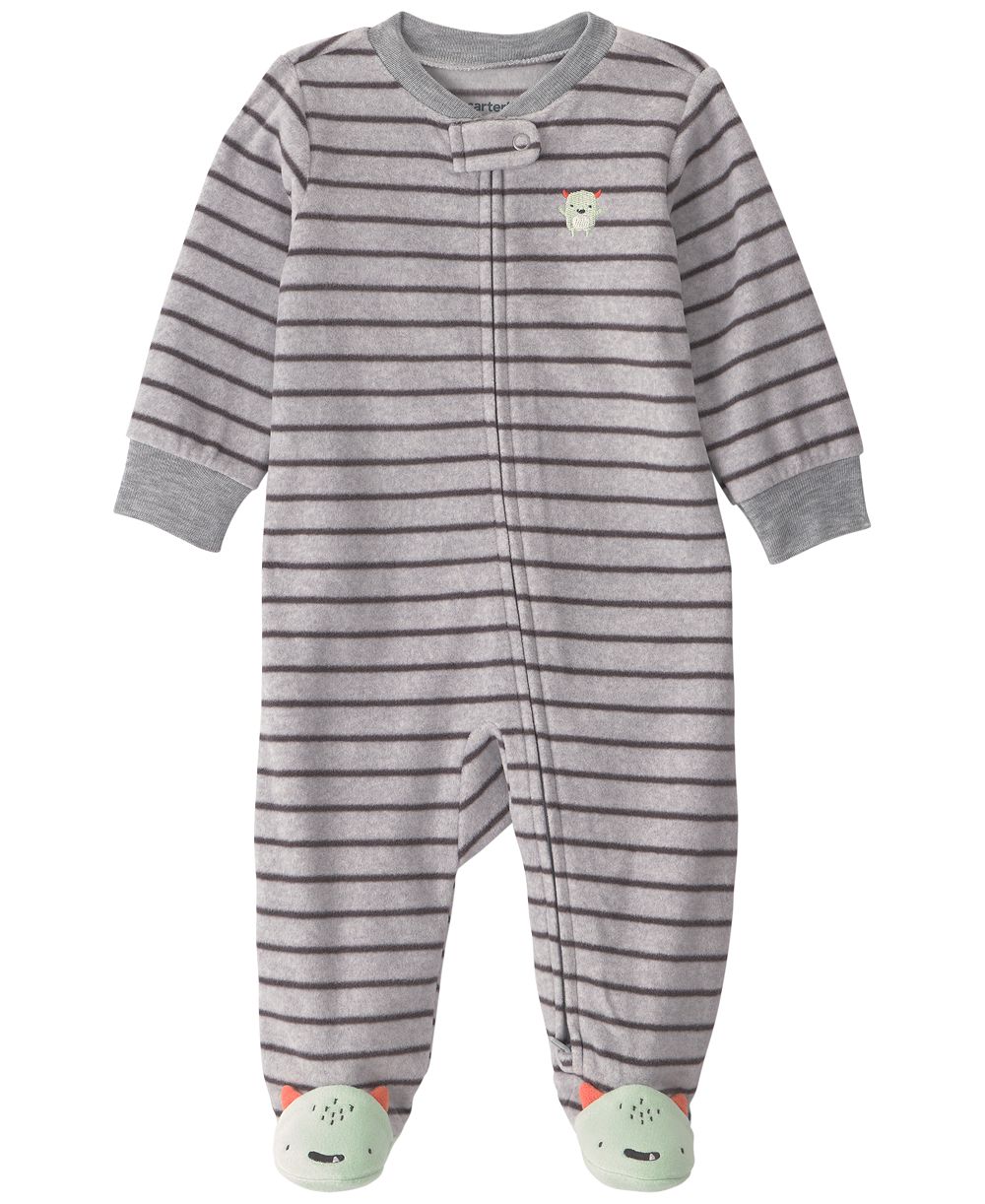 Детские комбинезоны Carter's Baby Boys' Monster Striped Fleece 2-Way Zip Sleep & Play