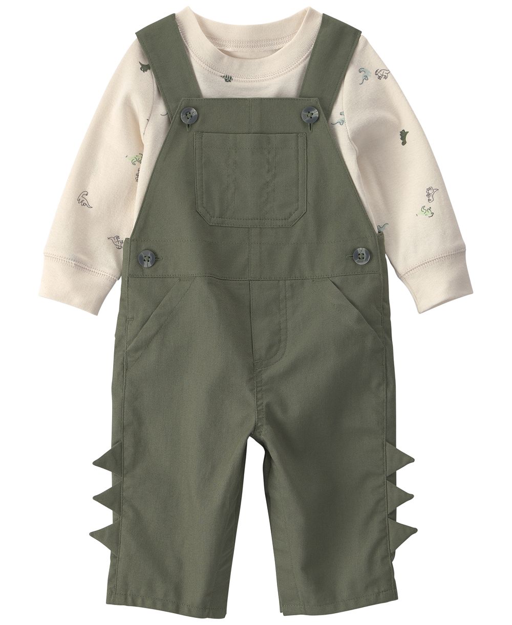 Carter's Baby Boys' Dinosaur Print Long-Sleeve T-Shirt and Overall, 2-Piece Set