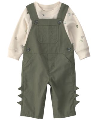 Carter's Baby Boys' Dinosaur Print Long-Sleeve T-Shirt and Overall, 2-Piece Set
