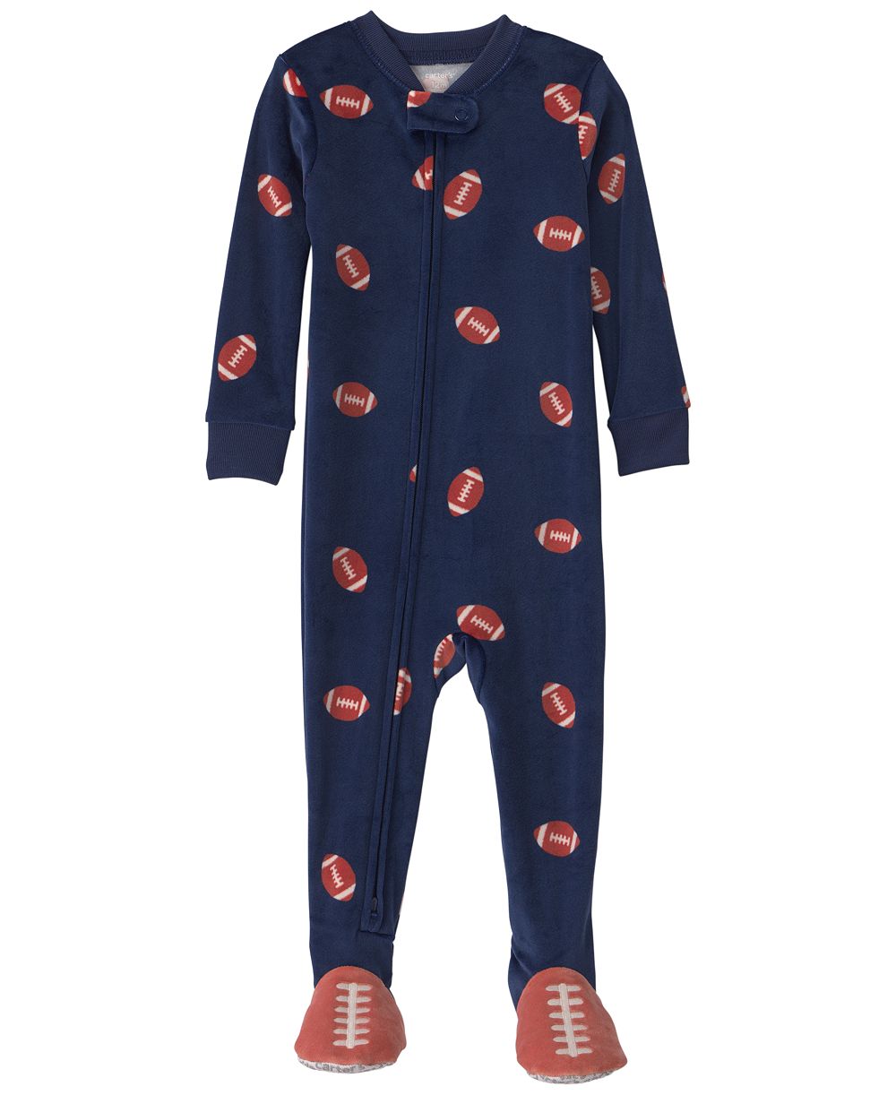 Детская пижама Carter's Baby Boys' Football 2-Way Zip Dream Plush Snug-Fit Footed Pajama