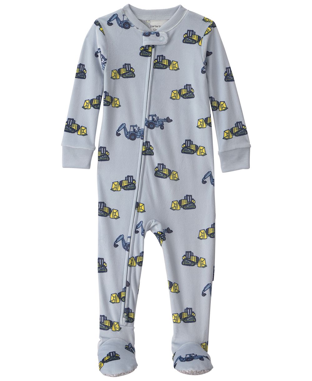 Детский комбинезон Carter's Baby Boys' Construction 2-Way Zip Dream Plush Snug-Fit Footed Pajama