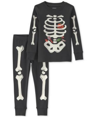 Пижама Carter's Baby Boys' and Baby Girls' Halloween Glow in the Dark Skeleton Cotton Snug-Fit, 2-Piece Set