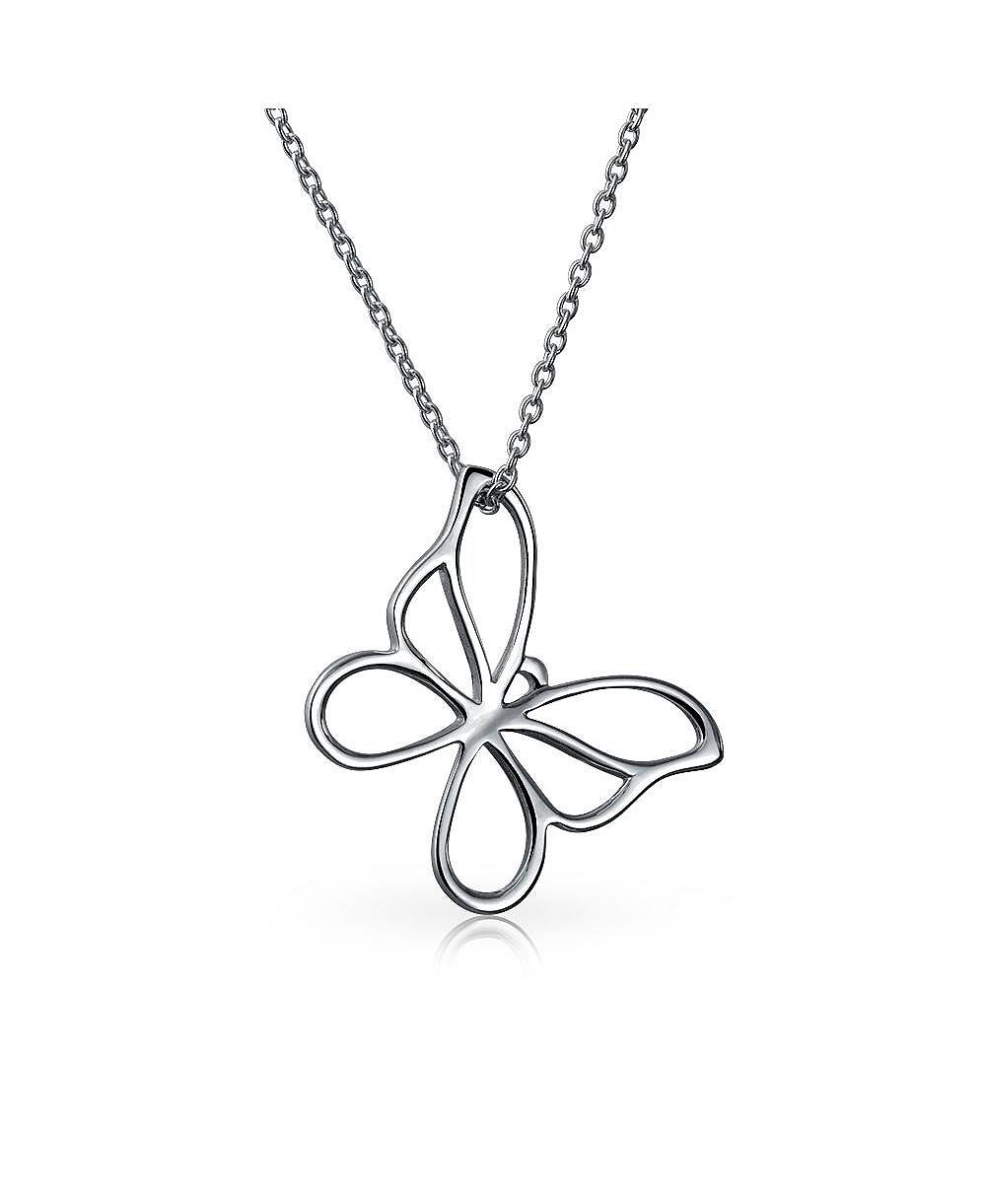 Подвеска-ожерелье Bling Jewelry Butterfly из стерлингового серебра .925 с ажурным дизайном сада