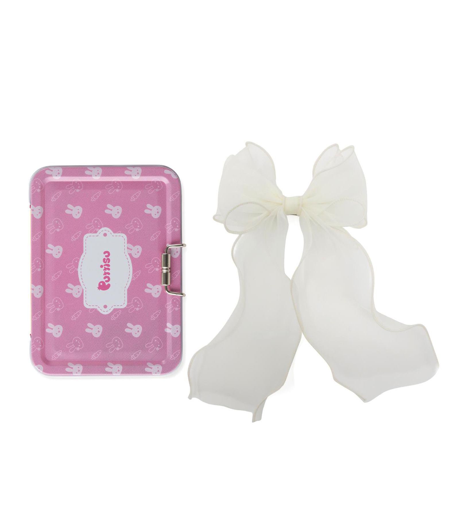 Puttisu Girls Organza Large Bow Clip Gift Set with Tin Case