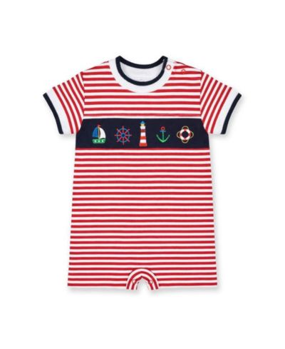Детский трикотажный комбинезон Florence Eiseman Baby Boy Stripe Knit Shortall with Nautical Applique