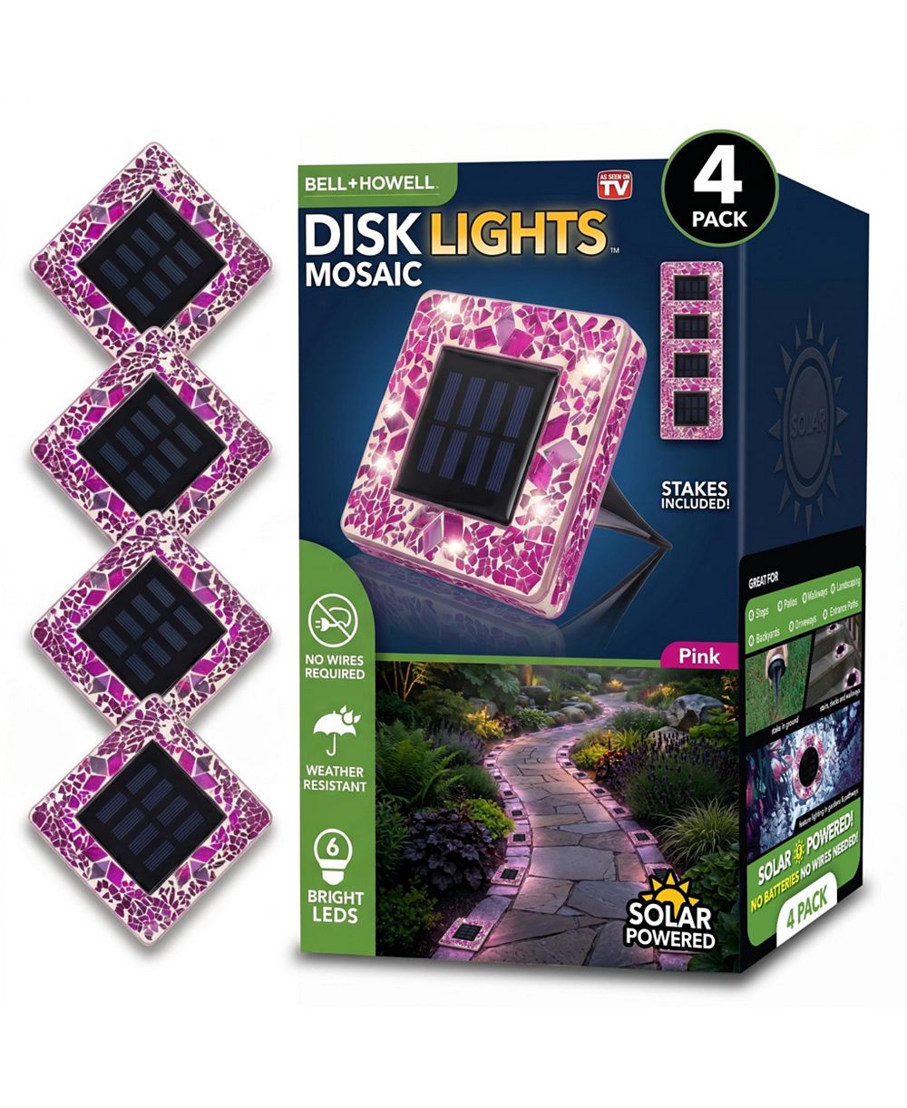 Bell + Howell садовые светильники Mosaic Square Disk Lights Solar Powered, 6 LED, Weather Resistance, 4-Piece