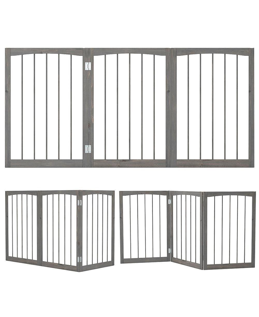 RUIE 30 in Foldable Wooden Pet Fence with 3 Rotating Panels Indoor Room Divider