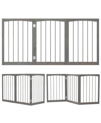 RUIE 30 in Foldable Wooden Pet Fence with 3 Rotating Panels Indoor Room Divider