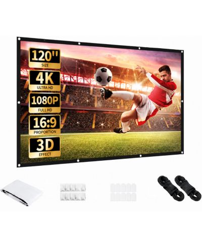 Портативный проекционный экран Aurzen 120-Inch 16:9 4K HD складной антиваликационный для домашнего кинотеатра и двора