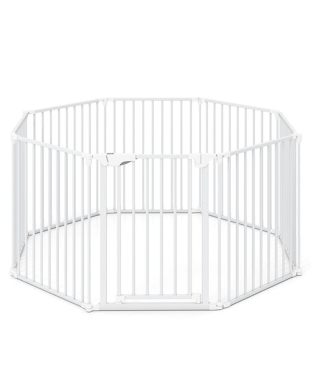 RUIE 8 Panel Extra Wide Pet Gate with Auto-Close Door and 270 Degree Hinges