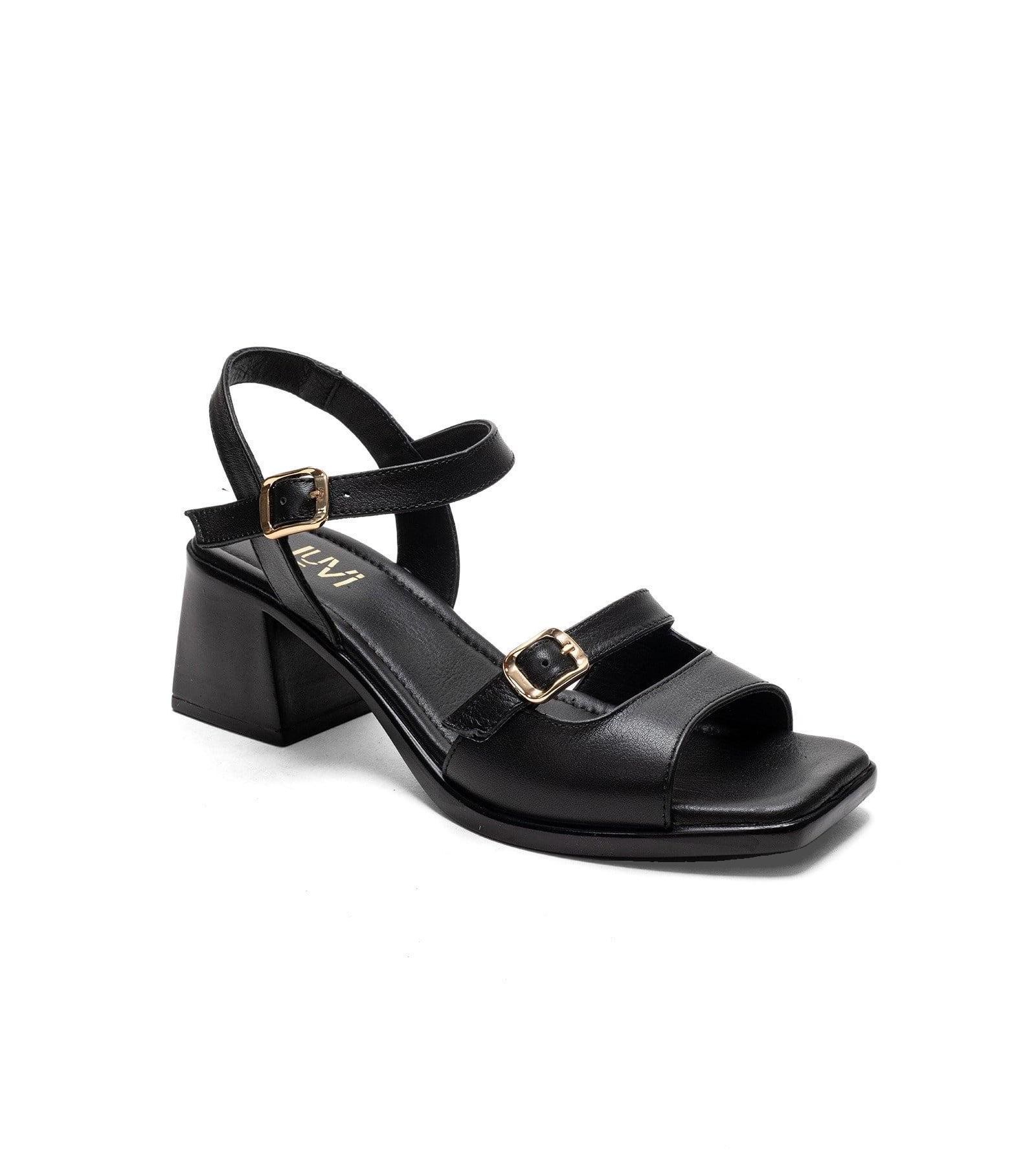 Forever & Always Shoes Women's Yolen Leather Block Heel Sandal