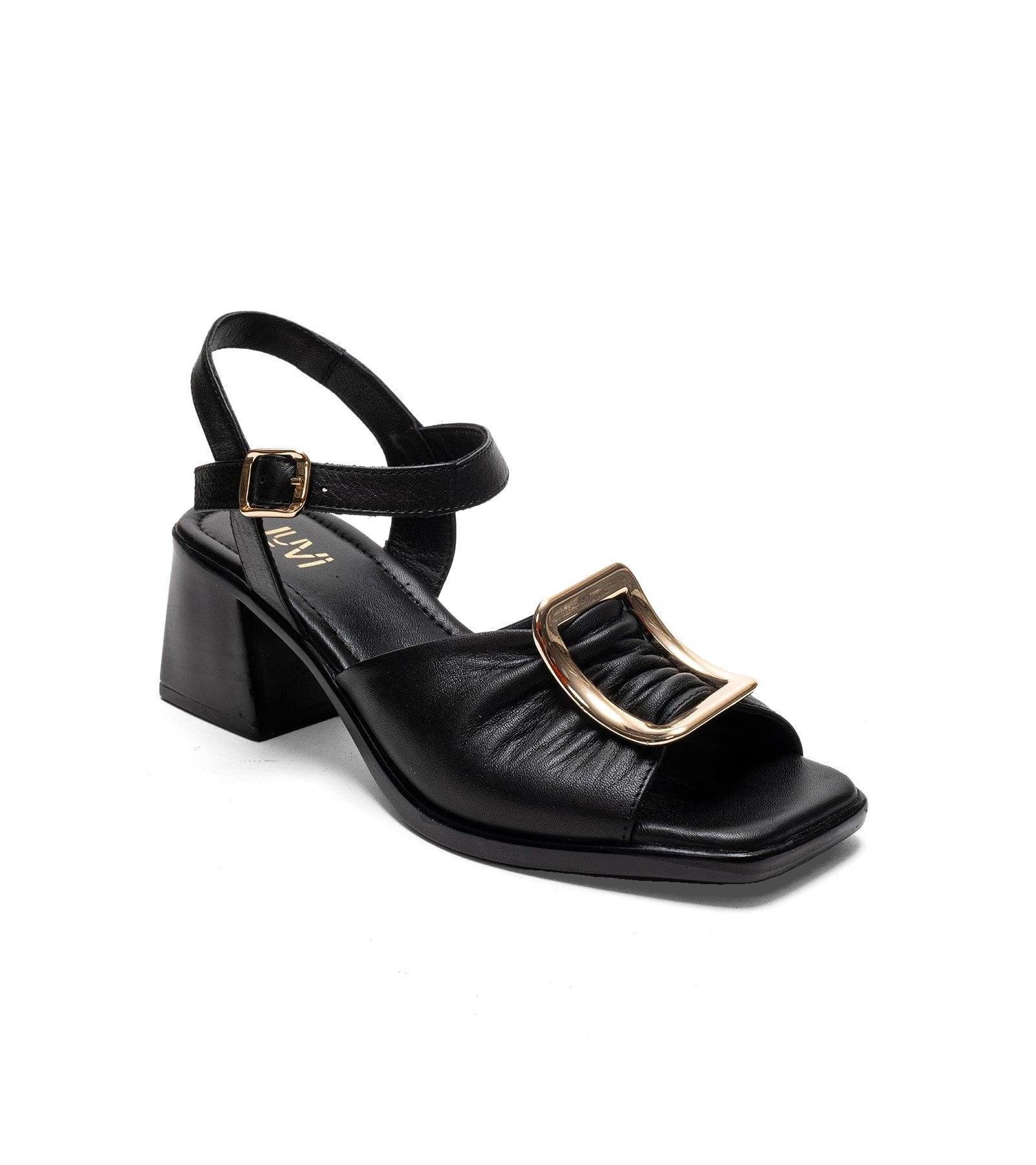 Forever & Always Shoes Women's Asha Leather Block Heel Sandal